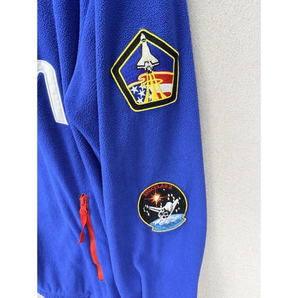 Chemistry Men's Sz L Blue NASA USA Flag Sleeve Patches 1/4 Zip Fleece Sweater - Picture 5 of 11